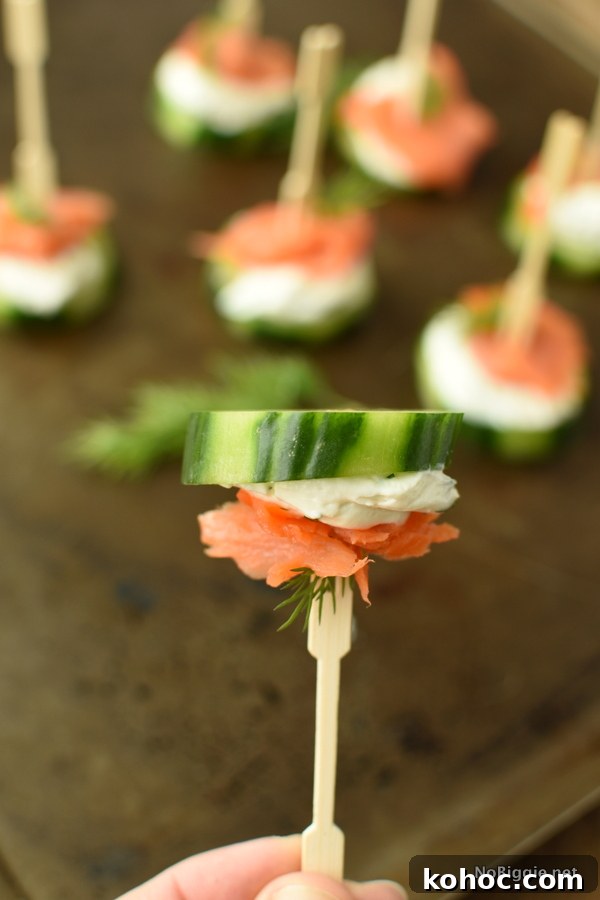 Smoked Salmon Cucumber Bites with Dill Cream Cheese 4 smoked salmon cucumber bites with creamy dill spread