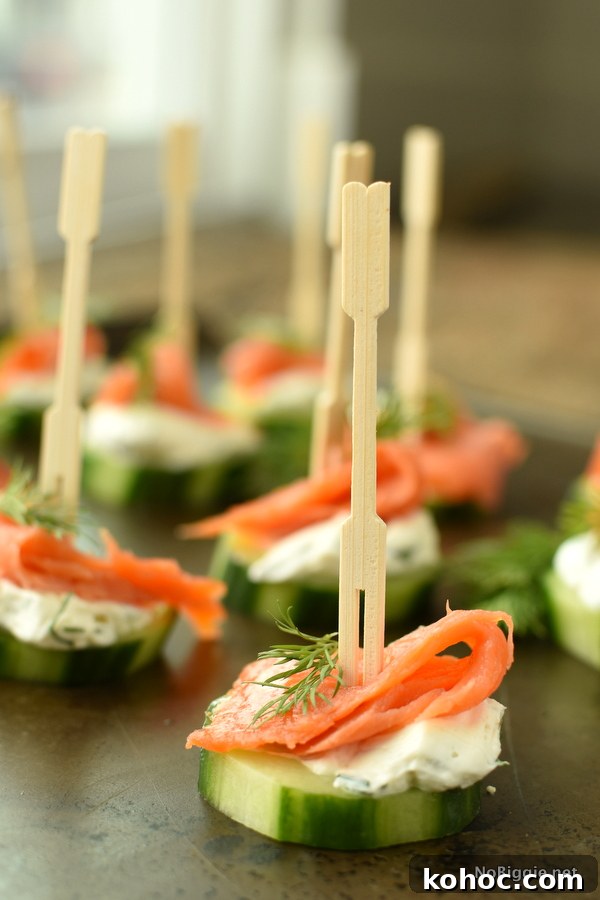 Smoked Salmon Cucumber Bites with Dill Cream Cheese 6 smoked salmon cucumber bites with creamy dill