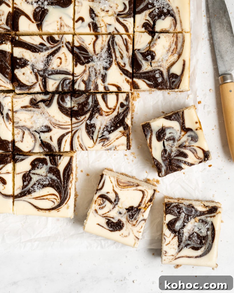 Sliced Chocolate SunButter Cheesecake Bars
