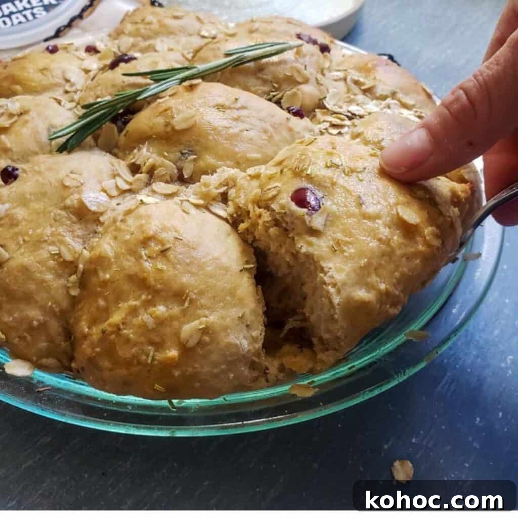 Cranberry Herbed Oat Rolls baked. 