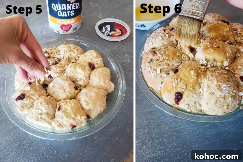 Last steps for oat rolls. 