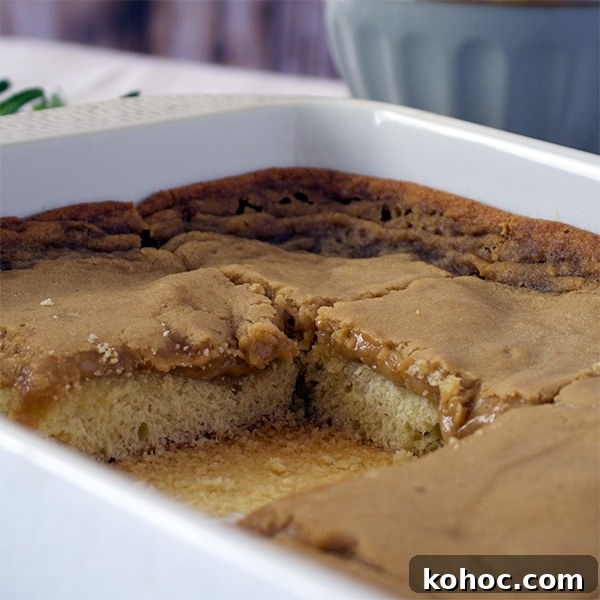 Banana Foster Butter Cake Recipe: Caramelized Bananas & Rum Glaze 4 A pan of St. Louis Gooey Butter Cake with one piece removed.