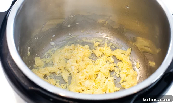 Perfect Instant Pot Fried Rice Recipe for Quick Weeknight Meals 7 Scrambled eggs in an pressure cooker