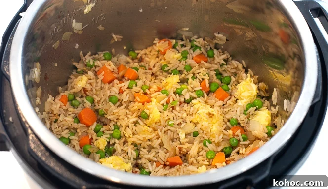 Perfect Instant Pot Fried Rice Recipe for Quick Weeknight Meals 9 Instant pot fried rice after being cooked.