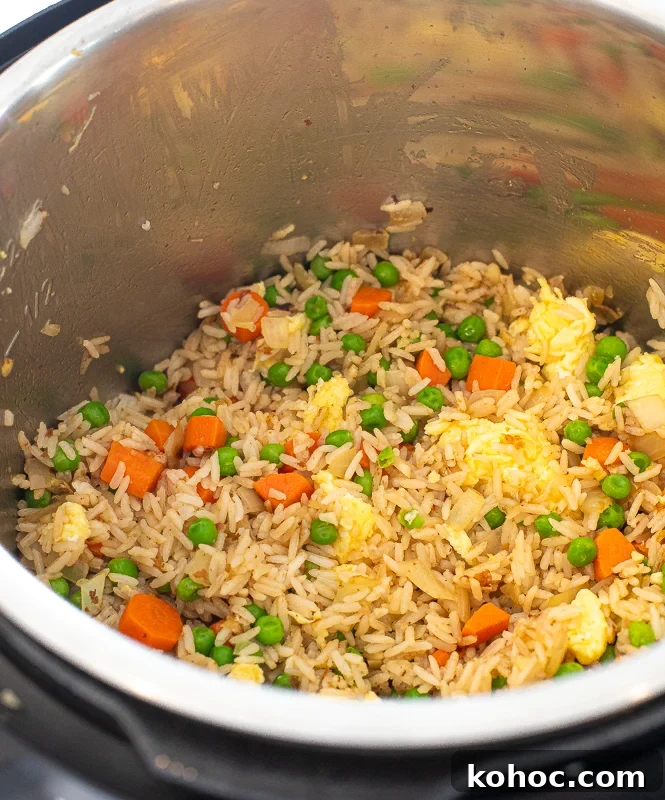 Perfect Instant Pot Fried Rice Recipe for Quick Weeknight Meals 10 Fried rice after being cooked in the instant pot.