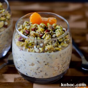 Baklava-Inspired Overnight Oats Recipe for Breakfast Bliss 5 baklava overnight oats topped with nuts and oranges