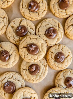 peanut butter nutella cookies on parchment paper.