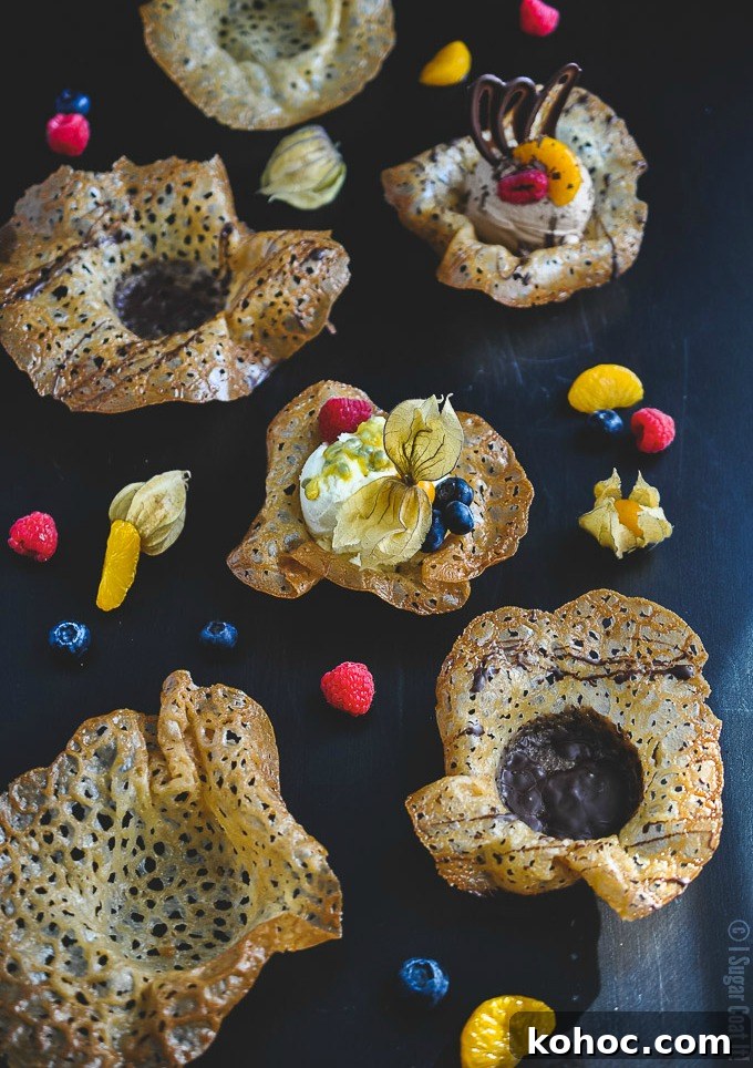 Easy Passion Fruit Mousse Brandy Snap Bowls