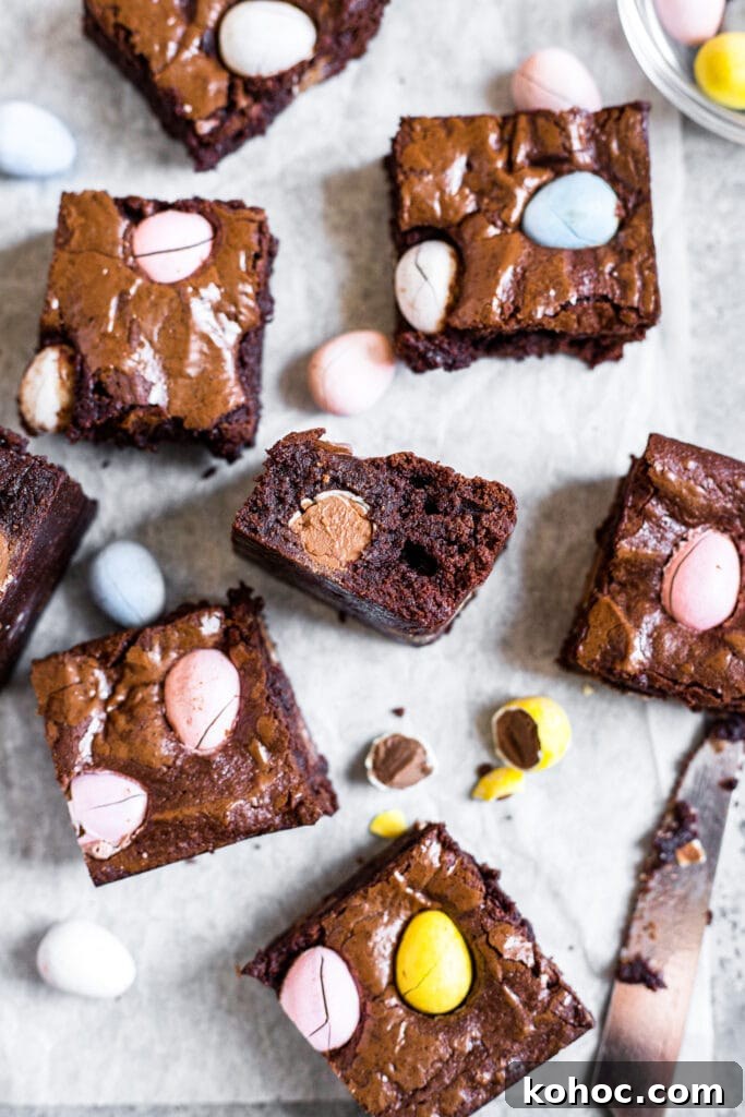 Mini Egg Brownies Recipe with Melting Chocolate Centers 5 Mini Egg Brownies