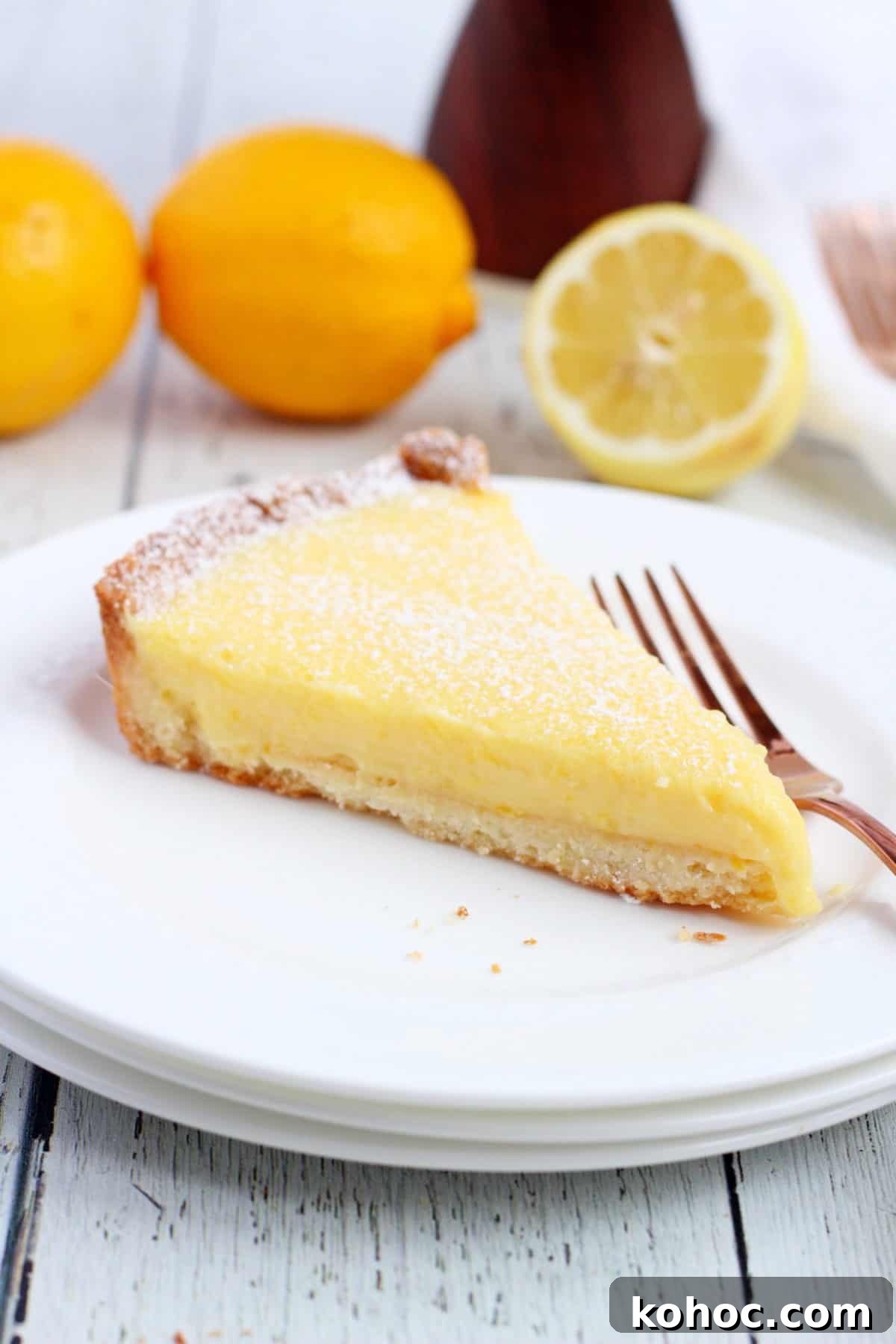 Classic French Lemon Tart Recipe: Authentic Pâtisserie-Style Guide 9 Lemon tart slice close up