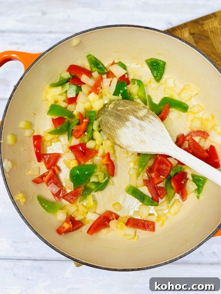 Leftover Turkey Curry Recipe for Quick Weeknight Meals 5 frying peppers and onions to make curry base