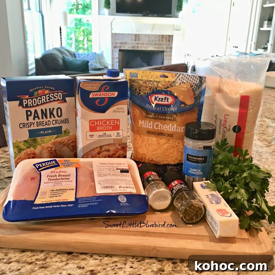 Cheesy Chicken and Rice Bake with Creamy Golden Topping 2 Ingredients for Cheesy Chicken and Rice Casserole