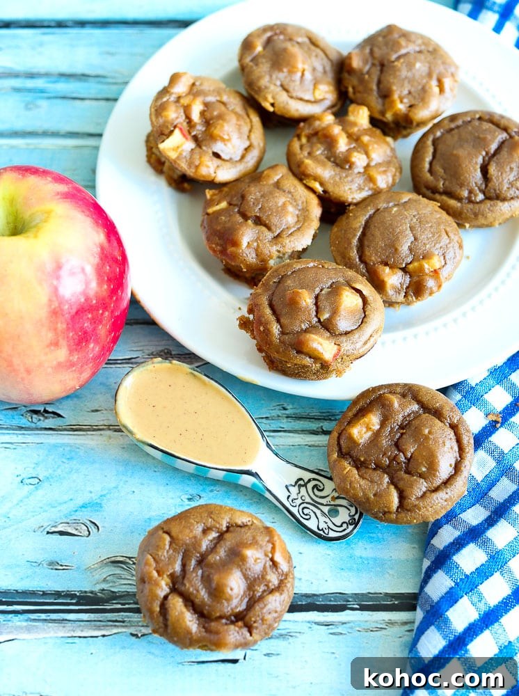 15 Quick 5-Ingredient Blender Muffin Recipes 13 Apple Peanut Butter Blender Muffin Recipe overhead shot