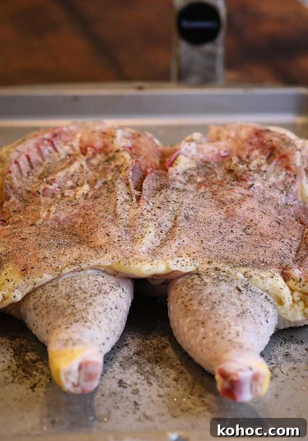 Rosemary Spatchcock Chicken on the Grill — Video Tutorial 2 Freshly spatchcocked chicken