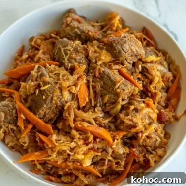 Crispy Sweet Fried Plantains (Tostones Maduros Recipe) 9 A square image of cabbage and beef stew