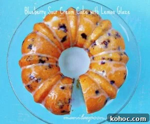 Moist Blueberry Cake with Creamy Sour Cream Frosting 9 Lemon glaze