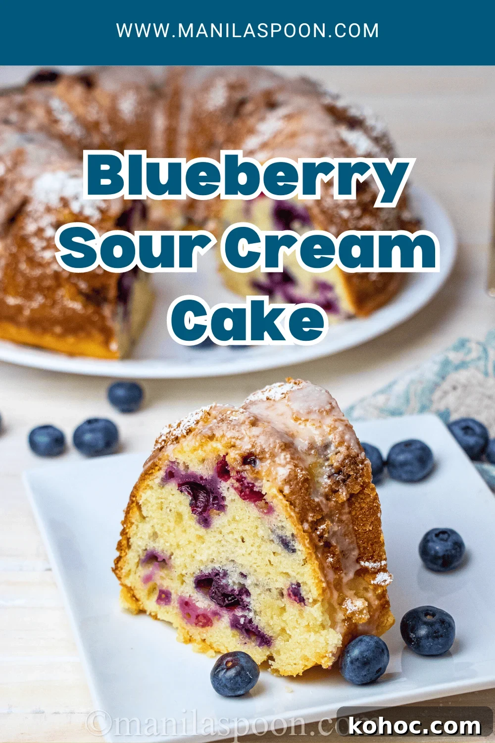 Moist Blueberry Cake with Creamy Sour Cream Frosting 2 Blueberry Sour Cream Cake closeup