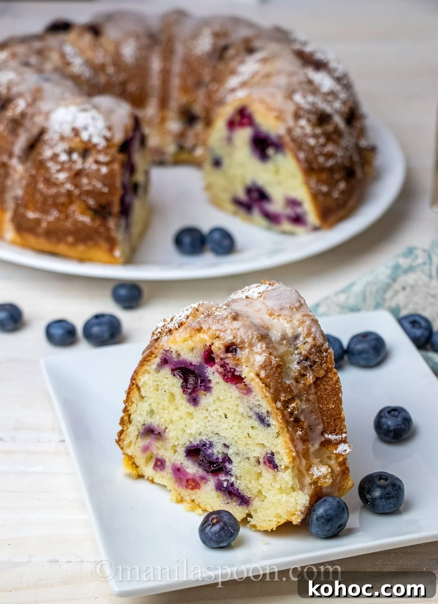 Blueberry Sour Cream Cake Sliced Blueberry Sour Cream Cake