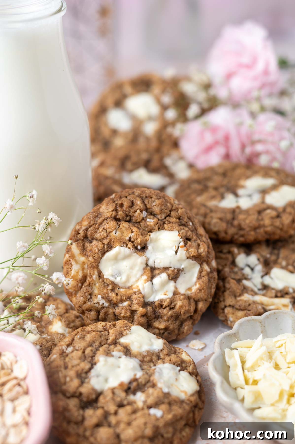 Chewy Brown-Butter Oatmeal Cookies with Sea Salt 2 Brown butter oatmeal cookies on a plate