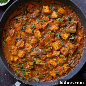 South Indian Black Pepper Tofu Curry with Caramelized Onions 6 tofu pepper fry in the skillet after cooking