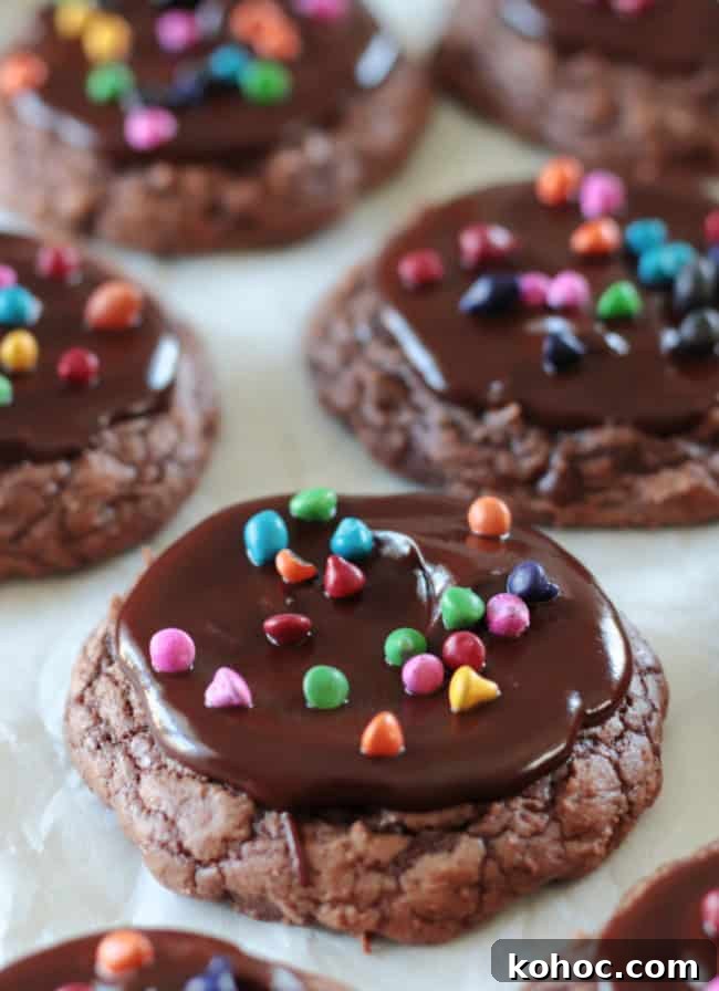 brownie cookies on parchment paper