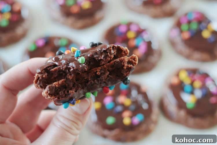 brownie cookie broken in half