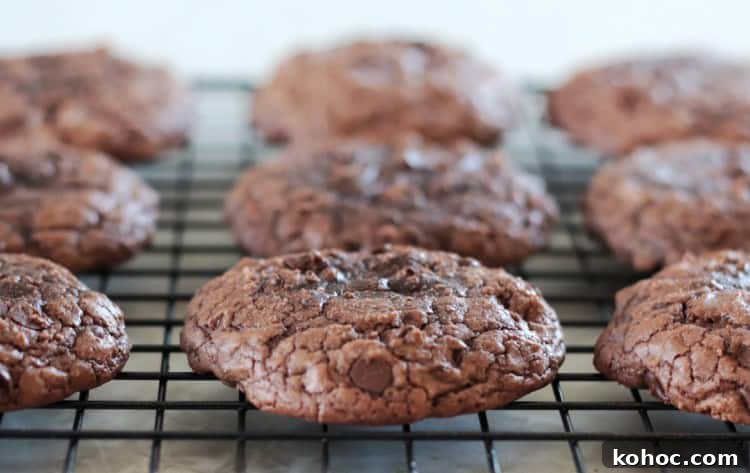 brownie cookies on wire rack