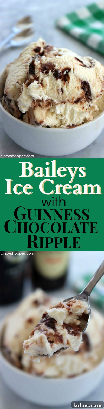Bailey's Ice Cream with Guinness Chocolate Ripple Ice Cream- The ULTIMATE St. Patrick's Day Adult dessert. Super easy with No Ice Cream Machine needed. The flavors are over the top delish.