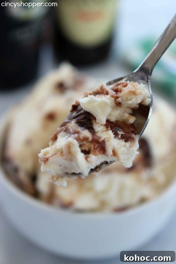 Bailey's Ice Cream with Guinness Chocolate Ripple Ice Cream- The ULTIMATE St. Patrick's Day Adult dessert. Super easy with No Ice Cream Machine needed. The flavors are over the top delish.