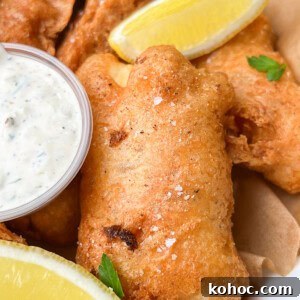 Crispy Fish and Chips That Stay Crunchy Every Time 12 Close up of beer battered fish from fish and chips