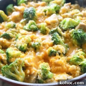 One-Pan Cheesy Chicken, Broccoli, and Rice - an easy dinner that the whole family will love.