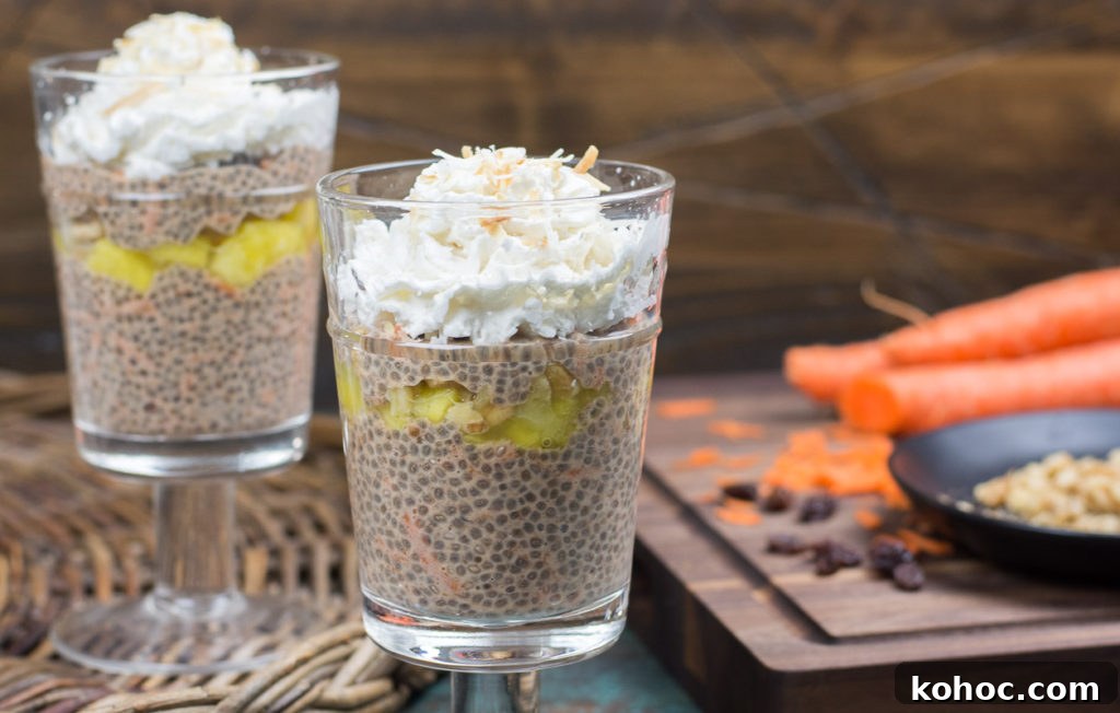 Carrot Cake Chia Pudding Recipe — Creamy, Spiced Breakfast Bowl 4 This carrot cake chia pudding is vegan, paleo, gluten-free, and packed with fiber and nutrients. It’s the perfect way to start your day!
