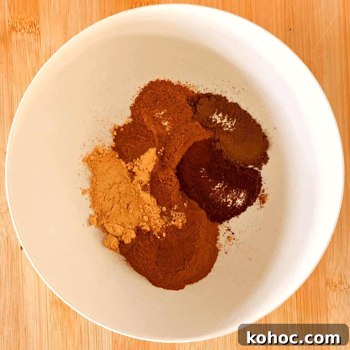 Homemade Pumpkin Pie Spice Recipe for 1 Tablespoon (Quick Mix) 4 The ingredients to make pumpkin pie spice in a white bowl.