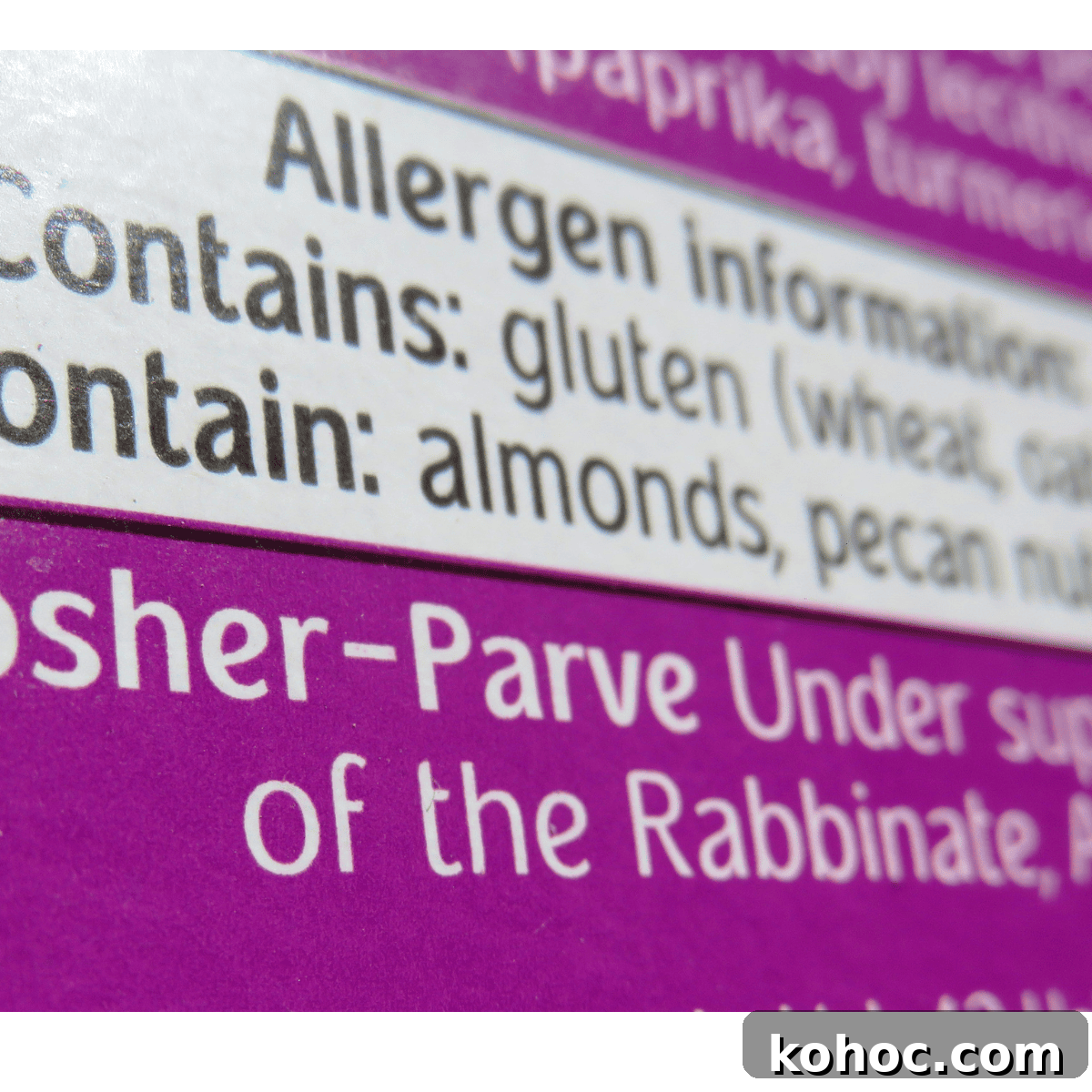 label depicting top 8 food allergens labeling requirements
