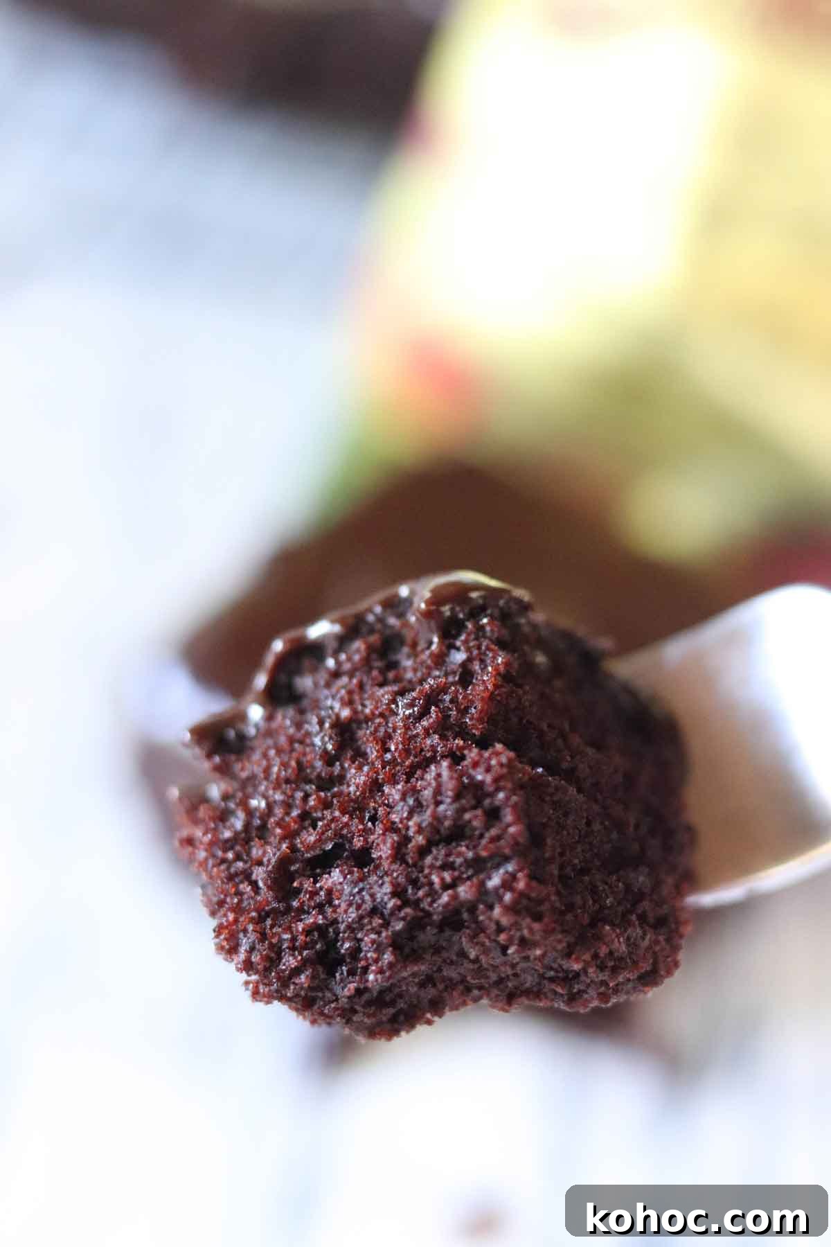Autumn Spice Mocha Cake with Coffee Ganache Extreme Close Up of Bite