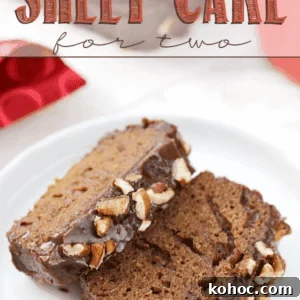 Small-Batch Texas Sheet Cake for Two: Moist Chocolate Recipe 3 Texas Sheet Cake for Two pieces stacked on a white plate.