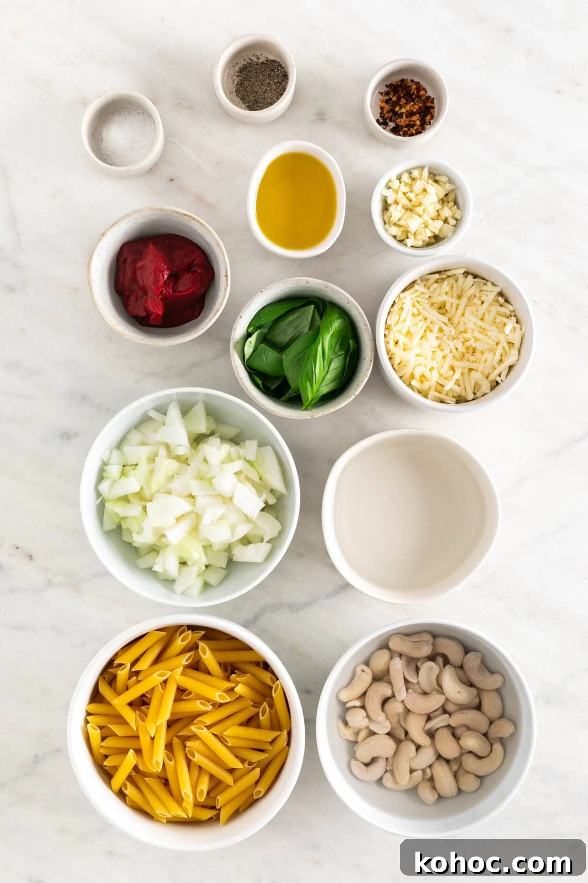 Ingredients for making vegan pasta sauce.
