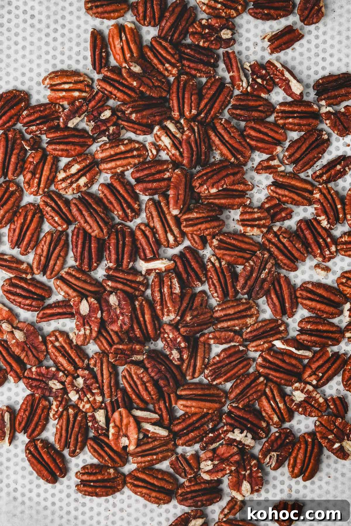 Pecan Praline Spread Recipe: Smooth Caramelized Nut Paste 4 roasted pecan on a baking tray