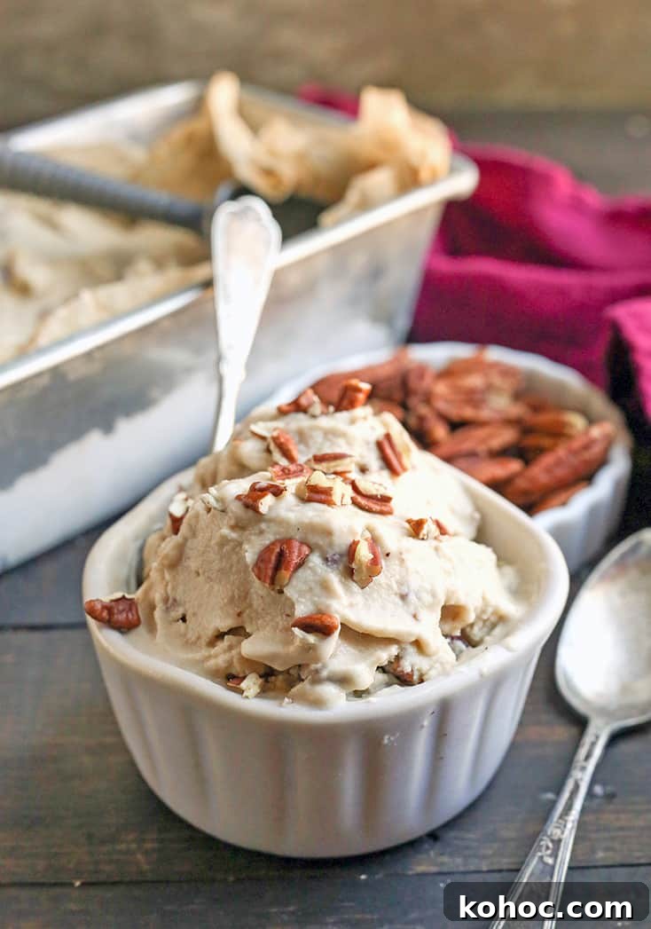 This Paleo Butter Pecan Ice Cream is rich, sweet and packed with buttery pecans. The perfect summer treat! Dairy free, gluten free, and naturally sweetened. This Paleo Butter Pecan Ice Cream is rich, sweet and packed with buttery pecans. The perfect summer treat! Dairy free, gluten free, and naturally sweetened.