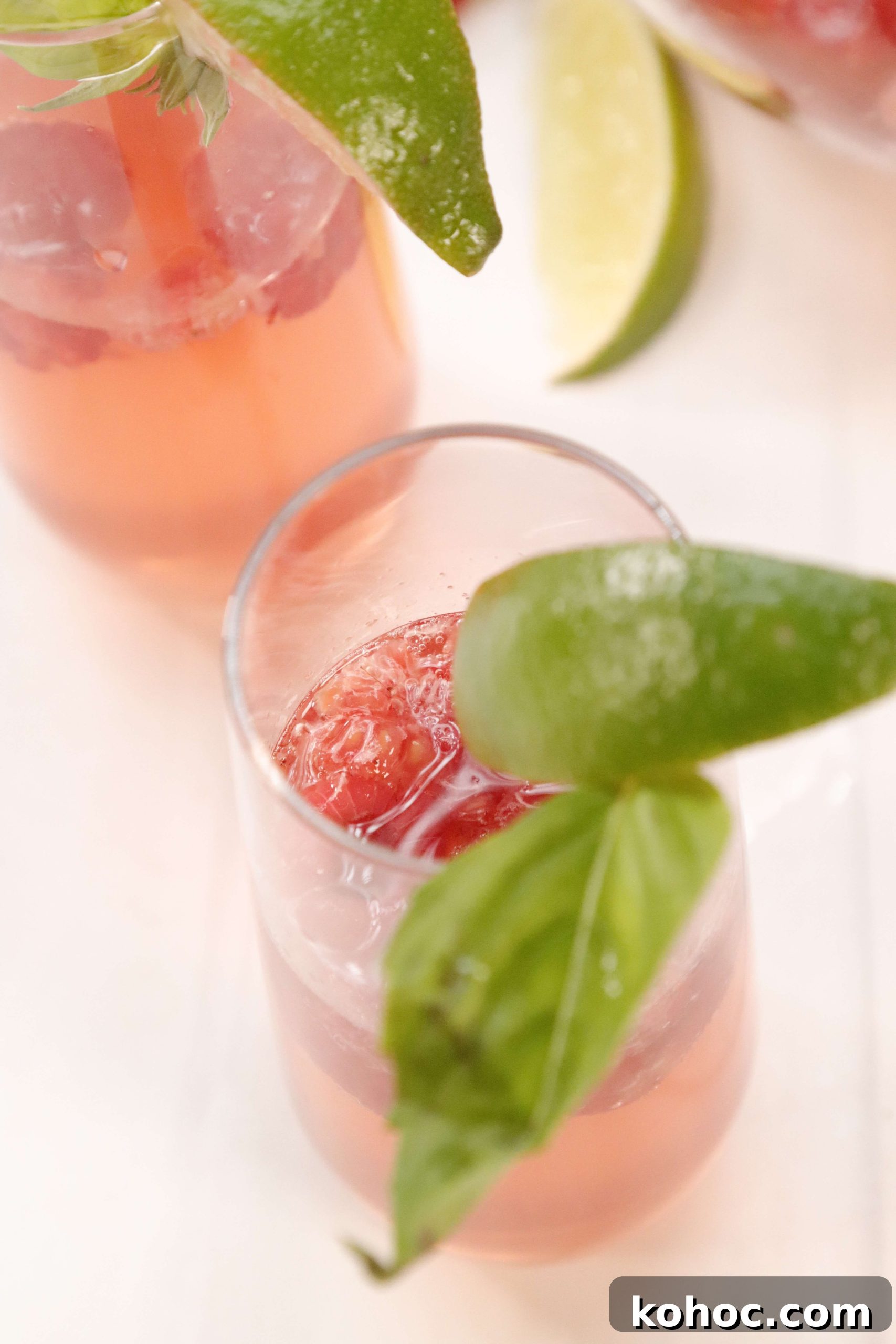 Basil Lime Raspberry Champagne Cocktail