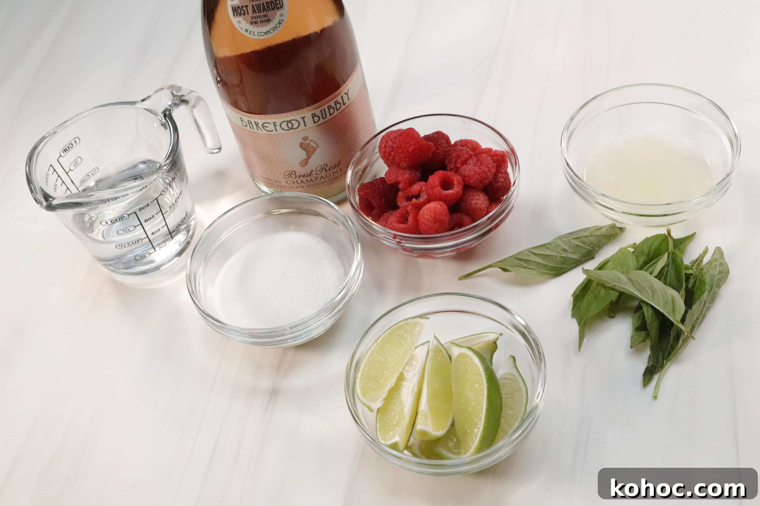 ingredients for champagne cocktail