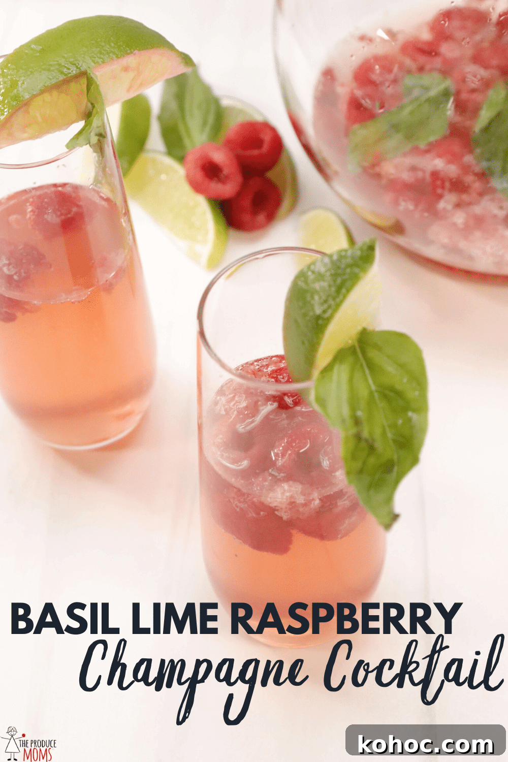 Basil Lime Raspberry Champagne Cocktail