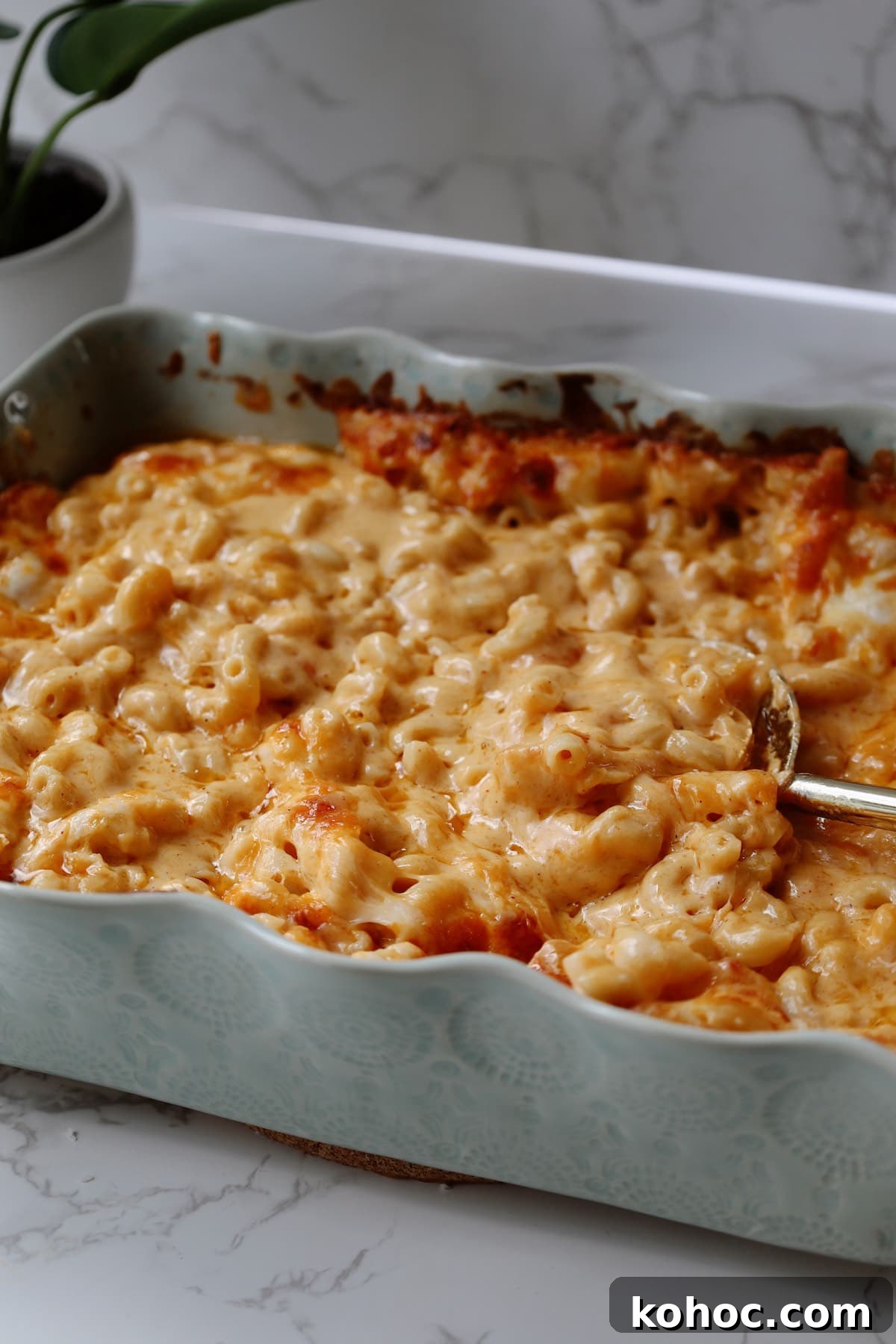 Ultimate Extra-Cheesy Mac and Cheese Recipe for Comfort Meals 3 The final recipe in a large baking dish.