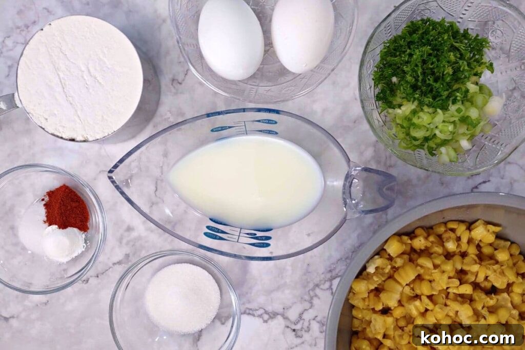 ingredients to make air fryer corn fritters