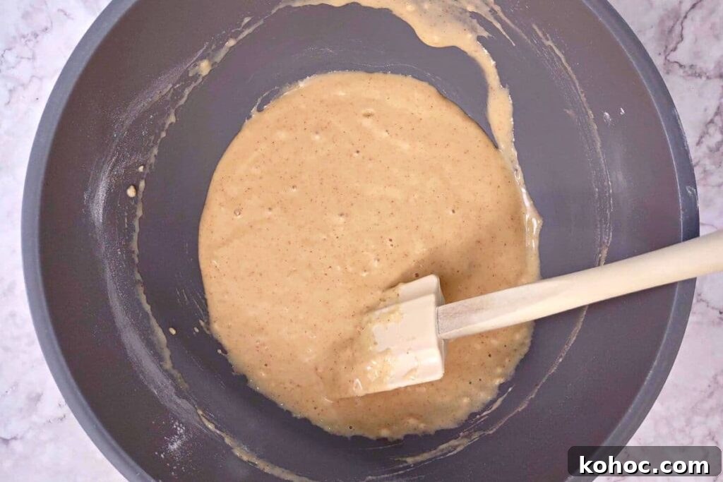 combine wet and dry ingredients into a batter