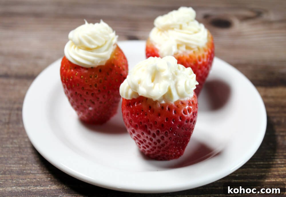 Keto Cheesecake-Stuffed Strawberries Recipe 6 Cheesecake Stuffed Keto Strawberries5