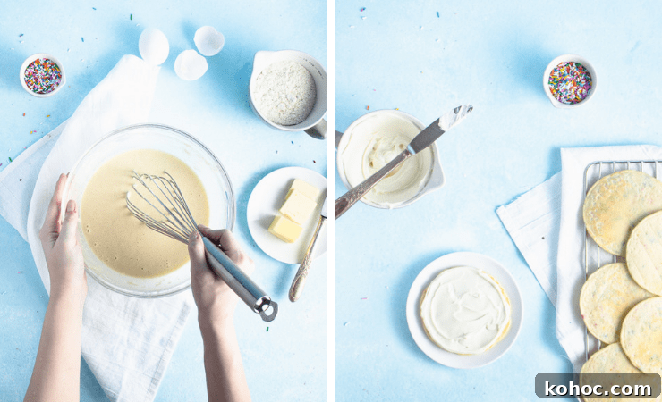 Step-by-step photos for making birthday pancakes