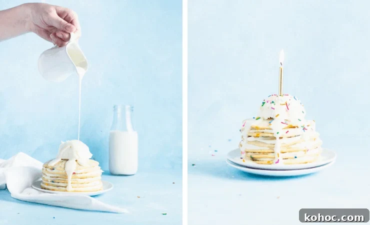 Step-by-step photos for making birthday pancakes