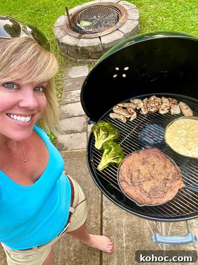 Grilled Fresh Peach Skillet Cake in a Cast Iron Pan 3 Jennifer grilling peach cast iron skillet cake