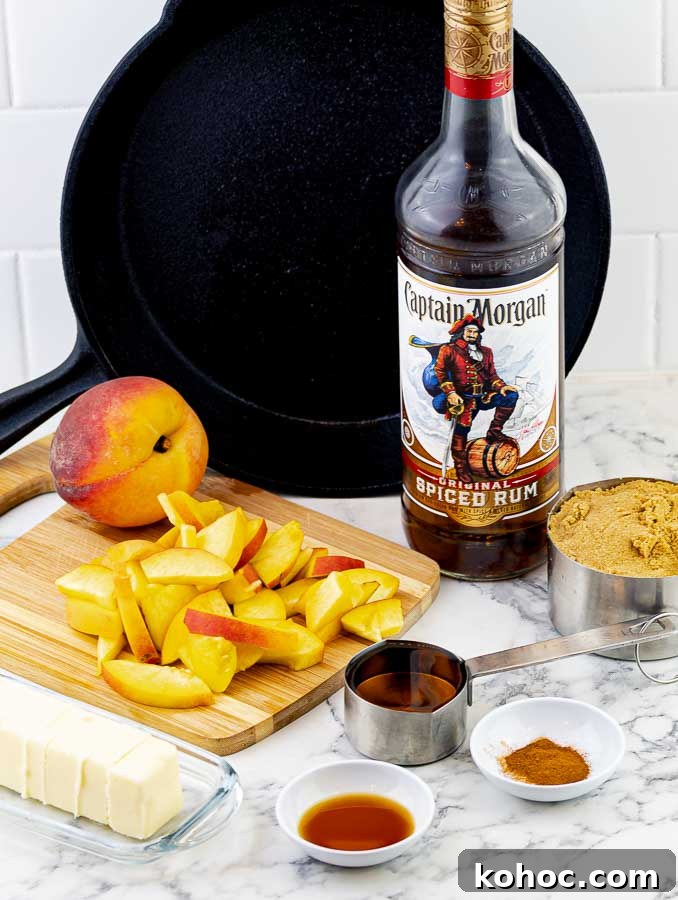 Grilled Fresh Peach Skillet Cake in a Cast Iron Pan 4 caramel ingredients for grilled fresh peach cast iron skillet cake